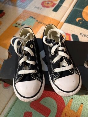 Converse Kids Black Canvas Sneakers with White Trim